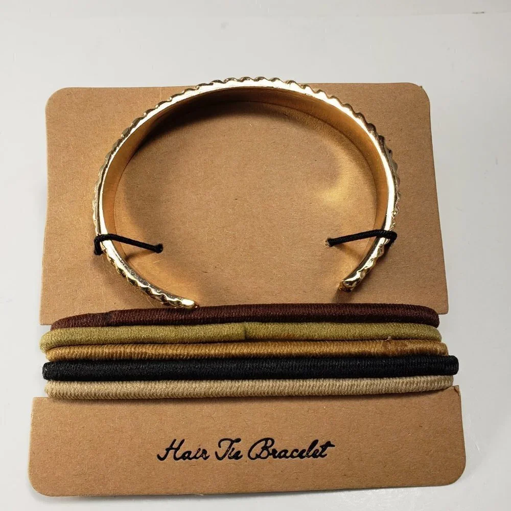 Francesca's Gold-Tone Hair Tie Bracelet with Multi-Color Elastic Bands